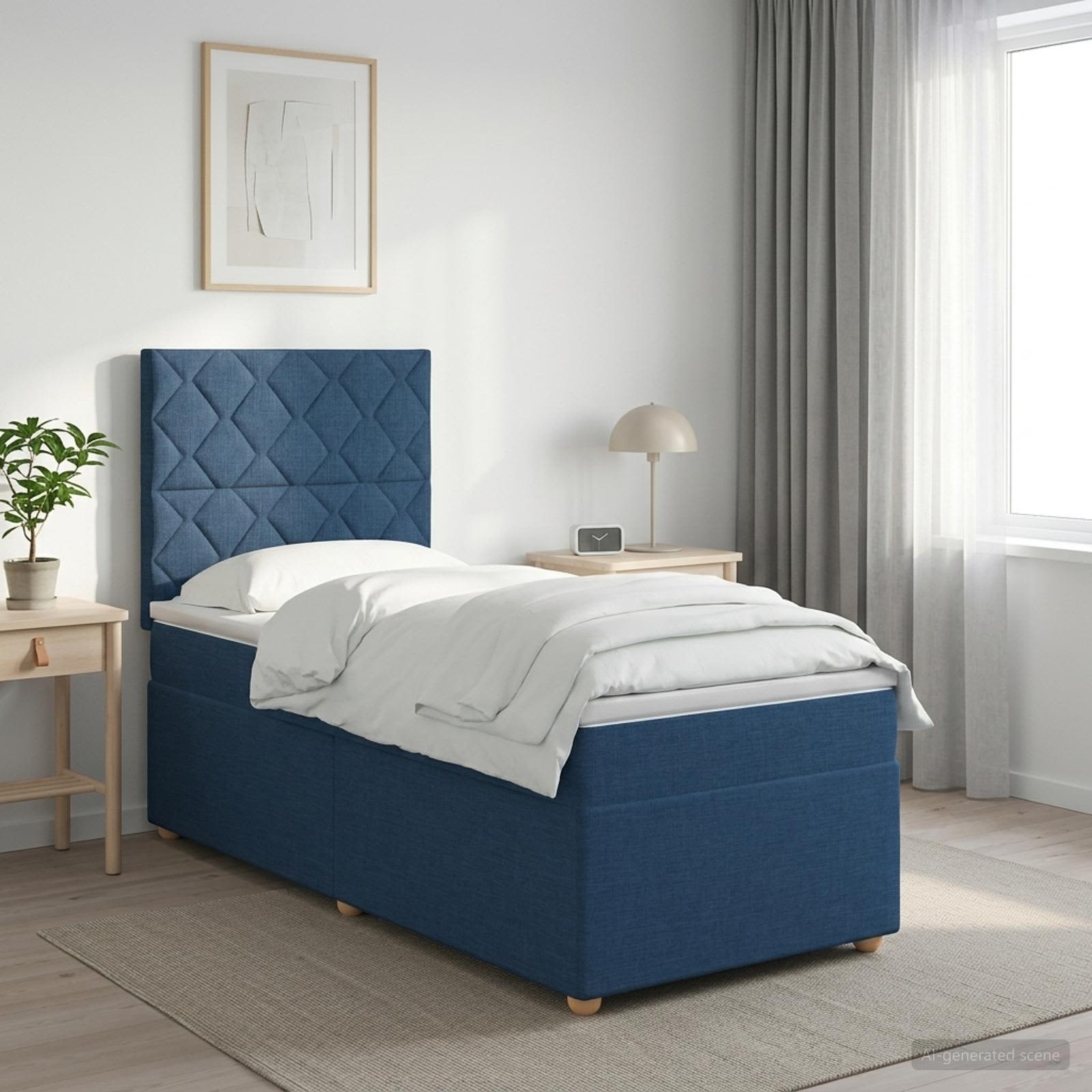 3455251_1.jpg vidaXL Posteľ boxspring s matracom Modrá 90 x 190 cm Látka – Obrázok 1