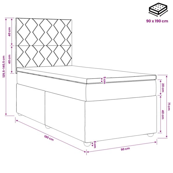 vidaXL Posteľ boxspring s matracom Modrá 90 x 190 cm Látka – Obrázok 13