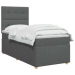 vidaXL Posteľ boxspring s matracom Tmavosivá 90 x 200 cm Látka – Obrázok 3