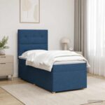 vidaXL Posteľ boxspring s matracom Modrá 90 x 200 cm Látka – Obrázok 4