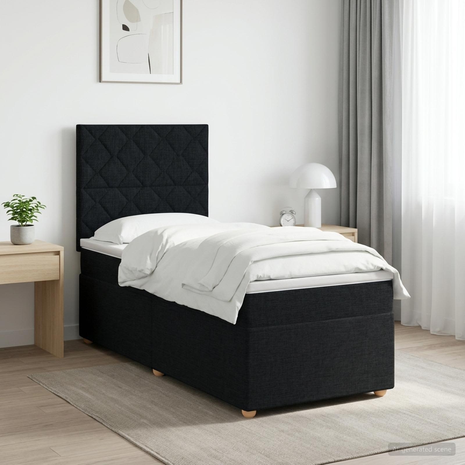 3455268_1.jpg vidaXL Posteľ boxspring s matracom Čierna 90 x 200 cm Látka – Obrázok 1