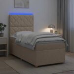 vidaXL Posteľ boxspring s matracom Krémová 90 x 200 cm Látka