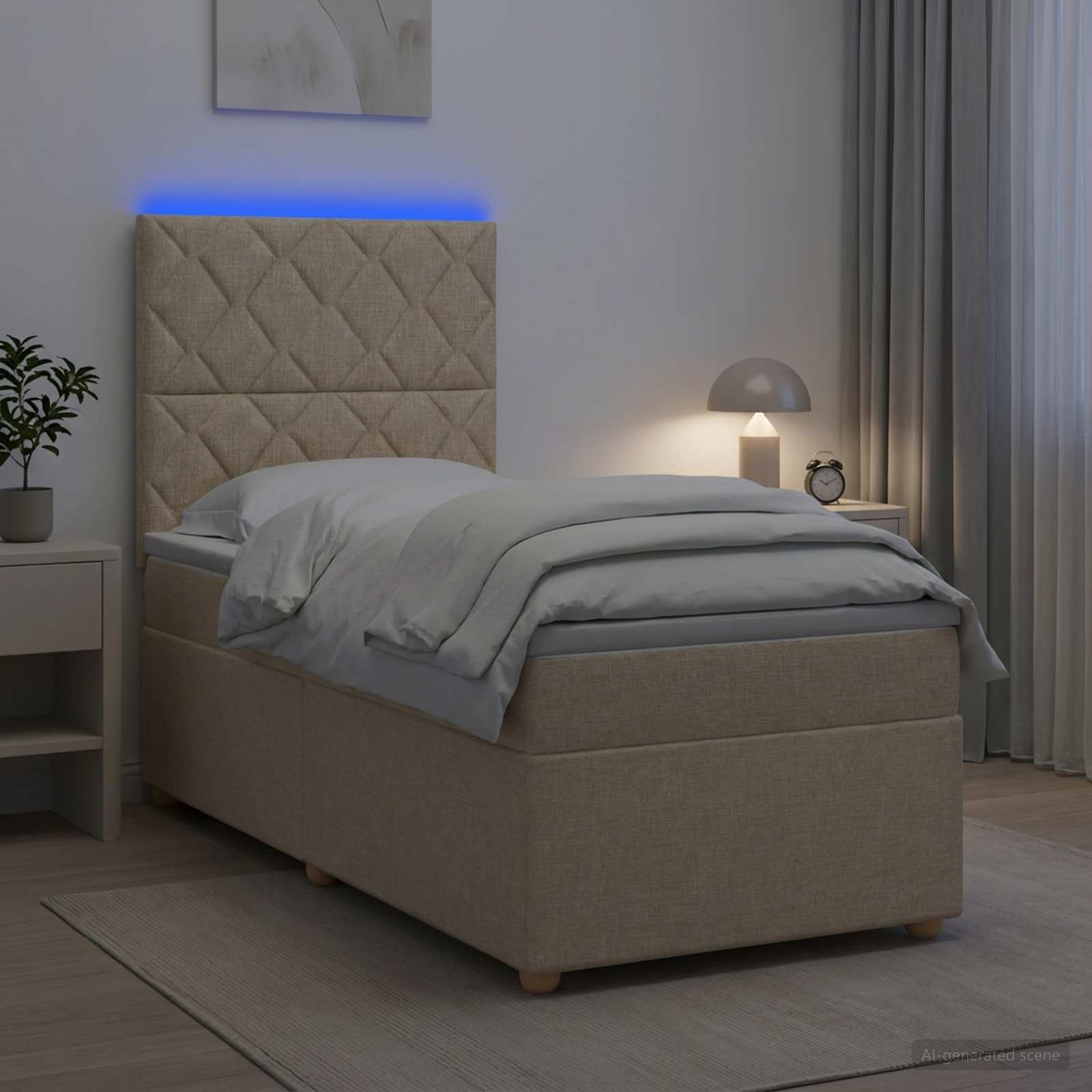 3455271_1.jpg vidaXL Posteľ boxspring s matracom Krémová 90 x 200 cm Látka – Obrázok 1
