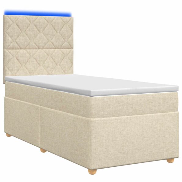 vidaXL Posteľ boxspring s matracom Krémová 90 x 200 cm Látka – Obrázok 2