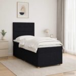vidaXL Posteľ boxspring s matracom Čierna 100 x 200 cm Látka – Obrázok 4