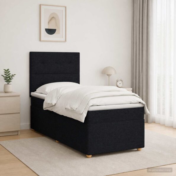 vidaXL Posteľ boxspring s matracom Čierna 100 x 200 cm Látka – Obrázok 4