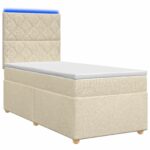 vidaXL Posteľ boxspring s matracom Krémová 100 x 200 cm Látka – Obrázok 2