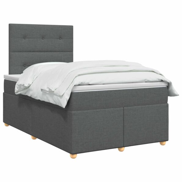 vidaXL Posteľ boxspring s matracom Tmavosivá 120 x 190 cm Látka – Obrázok 3