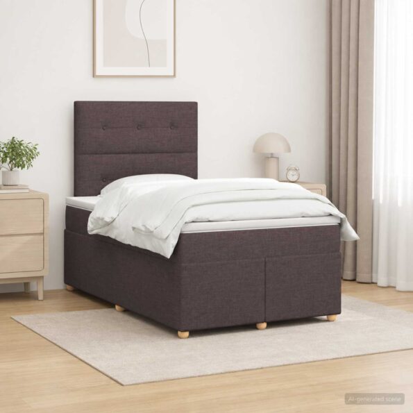 vidaXL Posteľ boxspring s matracom Tmavohnedá 120 x 190 cm Látka – Obrázok 4