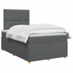 vidaXL Posteľ boxspring s matracom Tmavosivá 120 x 190 cm Látka – Obrázok 3