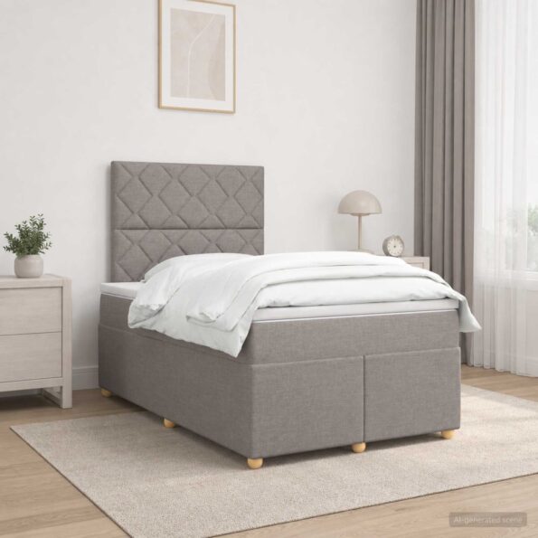vidaXL Posteľ boxspring s matracom Sivohnedá 120 x 190 cm Látka – Obrázok 4