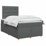 vidaXL Posteľ boxspring s matracom Tmavosivá 120 x 200 cm Látka – Obrázok 3