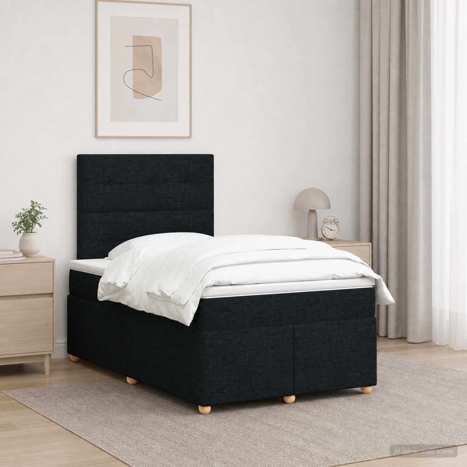 3455324_1.jpg vidaXL Posteľ boxspring s matracom Čierna 120 x 200 cm Látka – Obrázok 1
