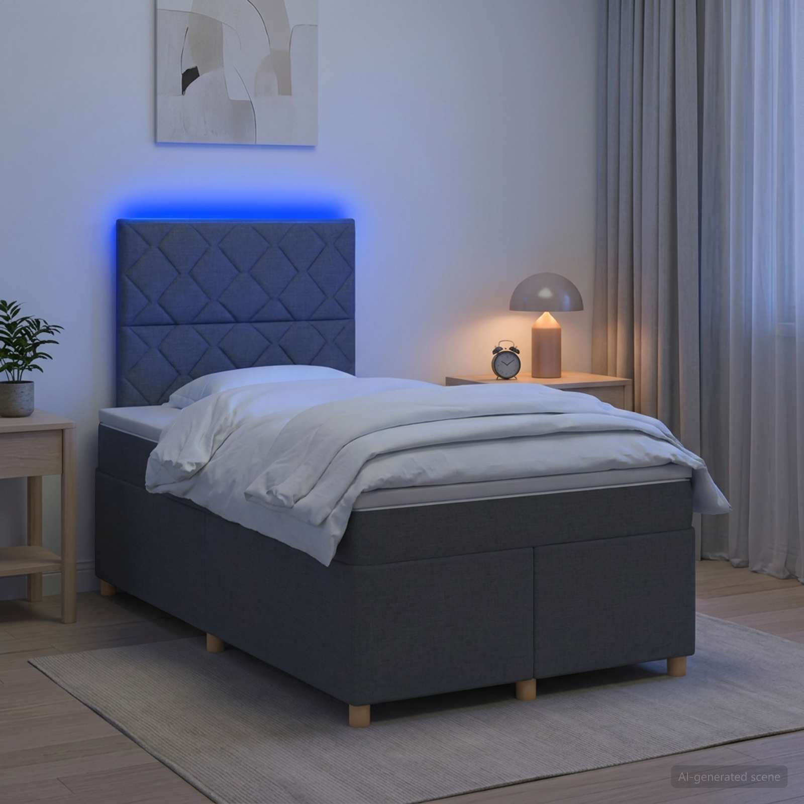 3455330_1.jpg vidaXL Posteľ boxspring s matracom Tmavosivá 120 x 200 cm Látka – Obrázok 1