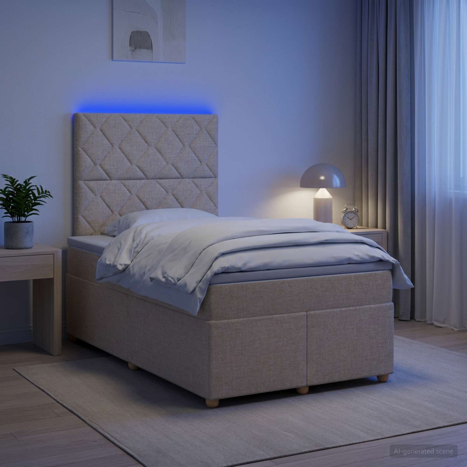 3455334_1.jpg vidaXL Posteľ boxspring s matracom Krémová 120 x 200 cm Látka – Obrázok 1