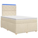 vidaXL Posteľ boxspring s matracom Krémová 120 x 200 cm Látka – Obrázok 2