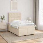 vidaXL Posteľ boxspring s matracom Krémová 120 x 200 cm Látka – Obrázok 4