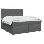 vidaXL Posteľ boxspring s matracom Tmavosivá 140 x 190 cm Látka – Obrázok 3