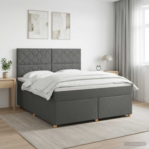 vidaXL Posteľ boxspring s matracom Tmavosivá 140 x 190 cm Látka – Obrázok 4