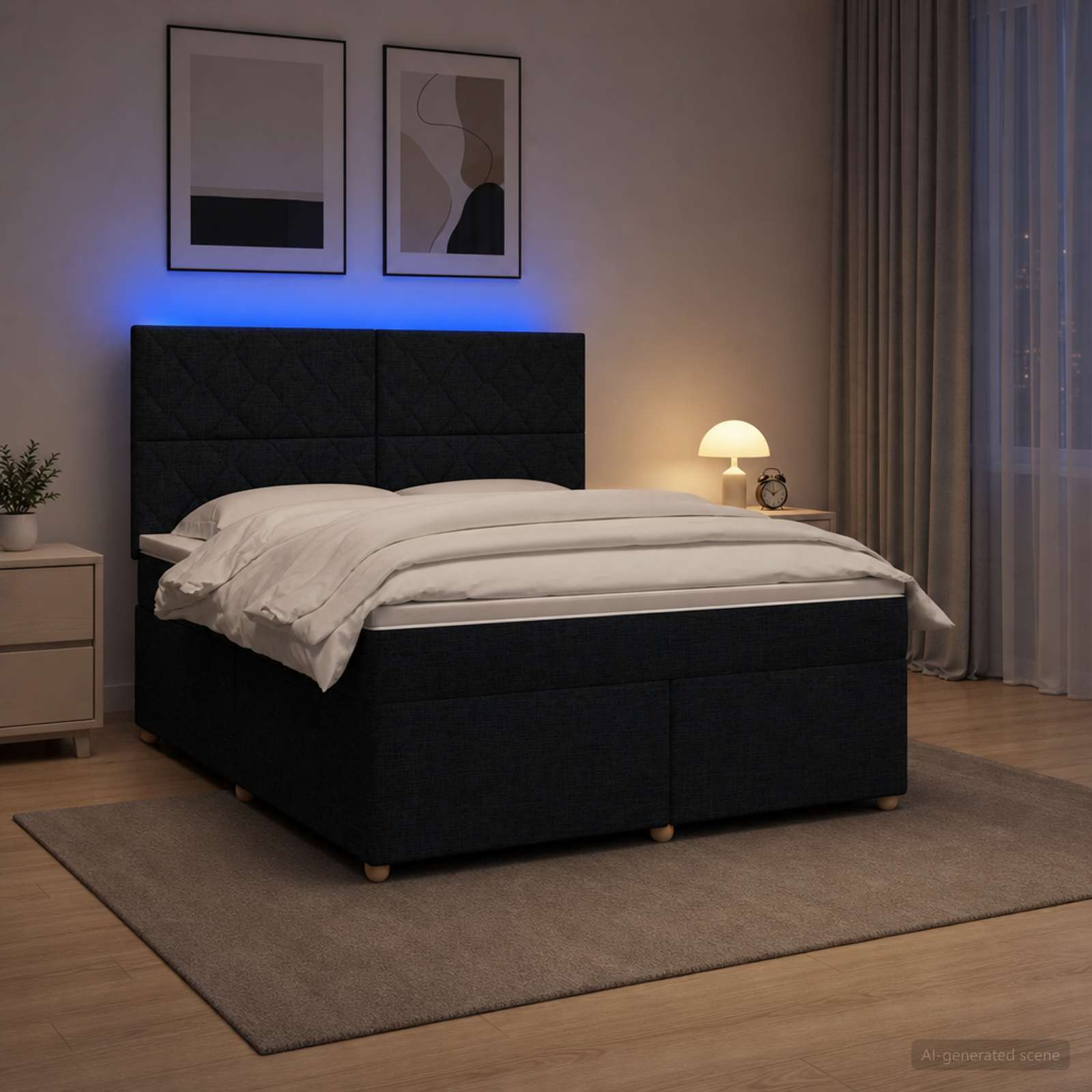 3455352_1.jpg vidaXL Posteľ boxspring s matracom Čierna 140 x 190 cm Látka – Obrázok 1
