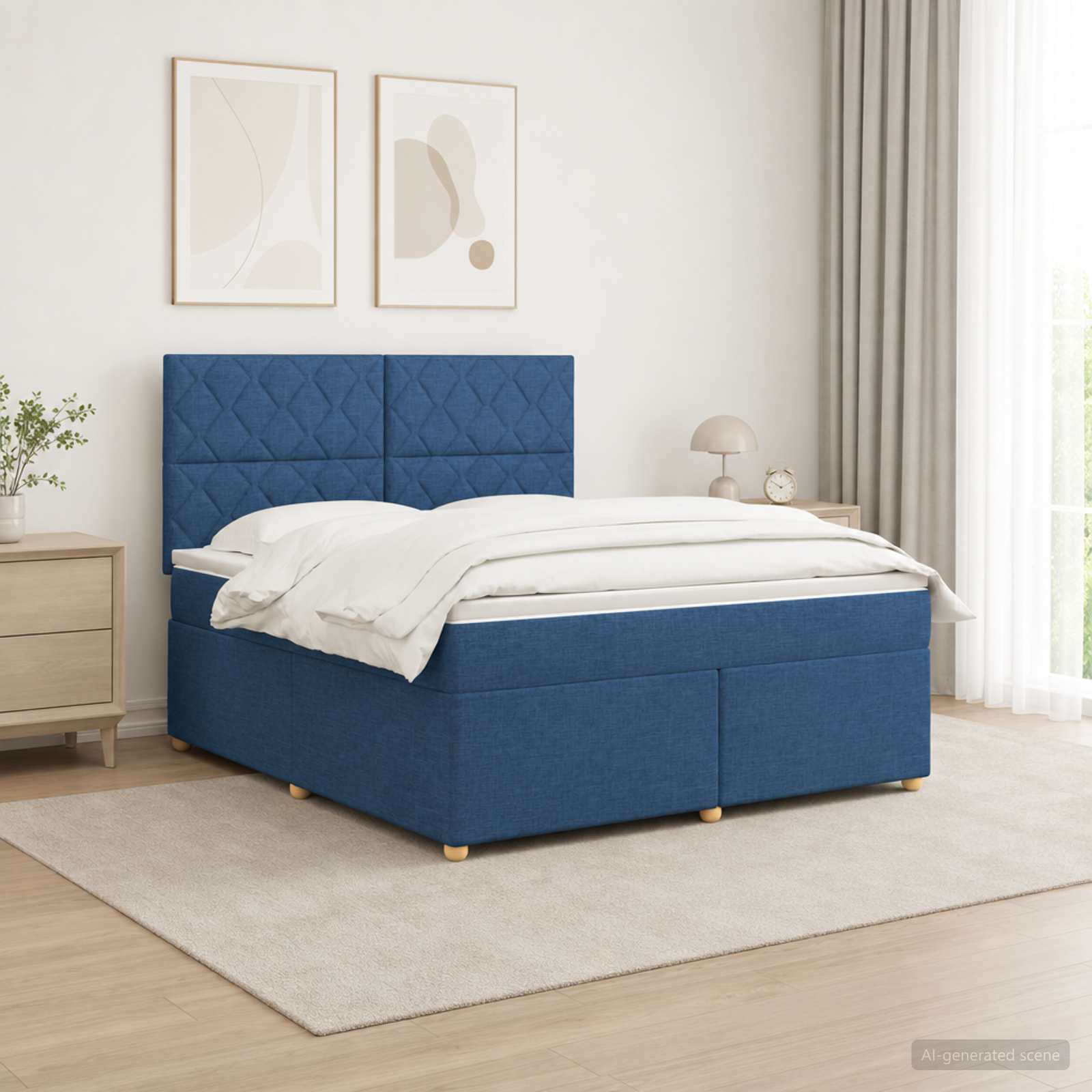3455377_1.jpg vidaXL Posteľ boxspring s matracom Modrá 140 x 200 cm Látka – Obrázok 1