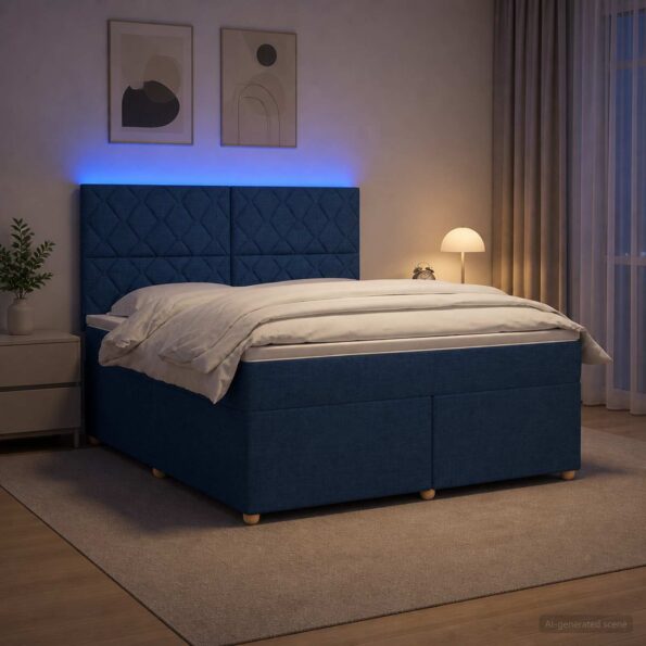 vidaXL Posteľ boxspring s matracom Modrá 140 x 200 cm Látka – Obrázok 4