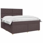 vidaXL Posteľ boxspring s matracom Tmavohnedá 160 x 200 cm Látka – Obrázok 3