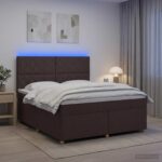 vidaXL Posteľ boxspring s matracom Tmavohnedá 160 x 200 cm Látka – Obrázok 4