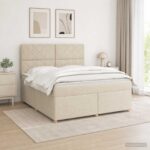 vidaXL Posteľ boxspring s matracom Krémová 160 x 200 cm Látka