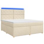 vidaXL Posteľ boxspring s matracom Krémová 160 x 200 cm Látka – Obrázok 2