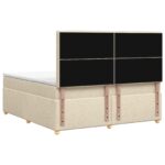 vidaXL Posteľ boxspring s matracom Krémová 160 x 200 cm Látka – Obrázok 9