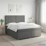 vidaXL Posteľ boxspring s matracom Tmavosivá 180 x 200 cm Látka