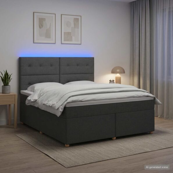 vidaXL Posteľ boxspring s matracom Tmavosivá 180 x 200 cm Látka – Obrázok 4