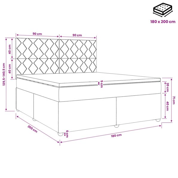 vidaXL Posteľ boxspring s matracom Čierna 180 x 200 cm Látka – Obrázok 13