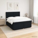 vidaXL Posteľ boxspring s matracom Čierna 180 x 200 cm Látka – Obrázok 4