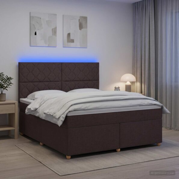 vidaXL Posteľ boxspring s matracom Tmavohnedá 180 x 200 cm Látka – Obrázok 4