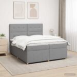 vidaXL Posteľ boxspring s matracom Svetlosivá 200 x 200 cm Látka