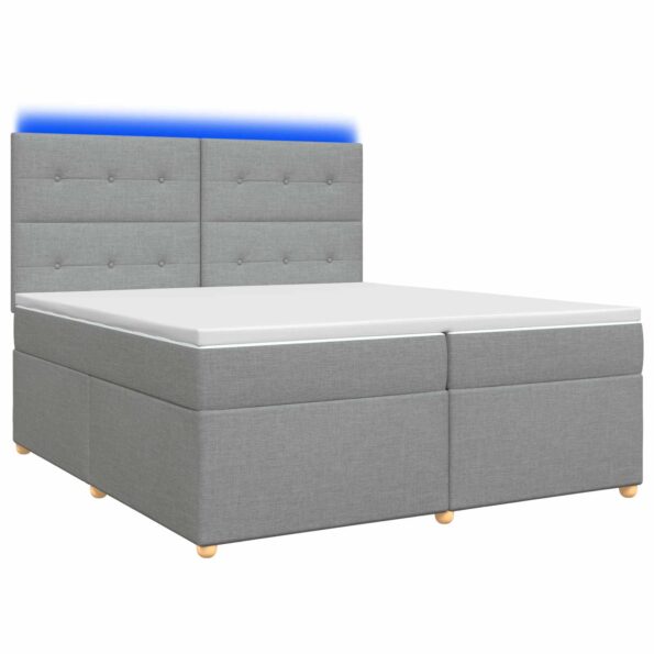 vidaXL Posteľ boxspring s matracom Svetlosivá 200 x 200 cm Látka – Obrázok 2