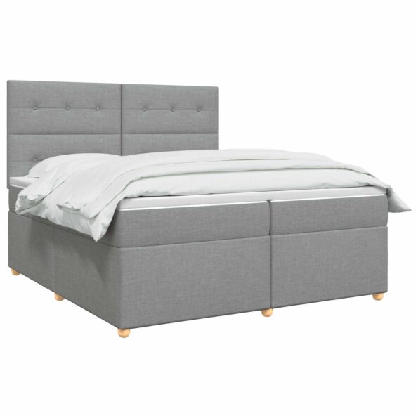 vidaXL Posteľ boxspring s matracom Svetlosivá 200 x 200 cm Látka – Obrázok 3