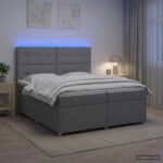 vidaXL Posteľ boxspring s matracom Svetlosivá 200 x 200 cm Látka – Obrázok 4