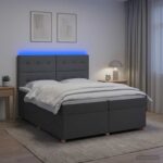vidaXL Posteľ boxspring s matracom Tmavosivá 200 x 200 cm Látka