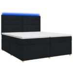 vidaXL Posteľ boxspring s matracom Čierna 200 x 200 cm Látka – Obrázok 2