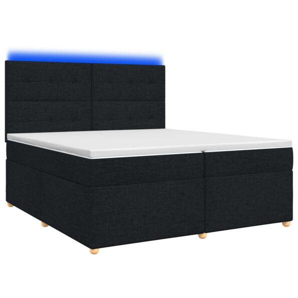 vidaXL Posteľ boxspring s matracom Čierna 200 x 200 cm Látka – Obrázok 2