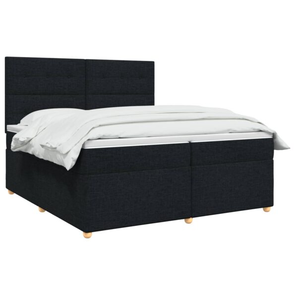 vidaXL Posteľ boxspring s matracom Čierna 200 x 200 cm Látka – Obrázok 3