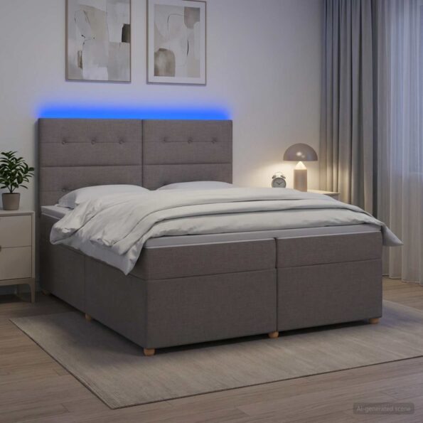 vidaXL Posteľ boxspring s matracom Sivohnedá 200 x 200 cm Látka – Obrázok 4