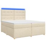 vidaXL Posteľ boxspring s matracom Krémová 200 x 200 cm Látka – Obrázok 2