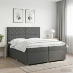 vidaXL Posteľ boxspring s matracom Tmavosivá 200 x 200 cm Látka