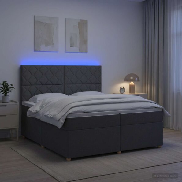 vidaXL Posteľ boxspring s matracom Tmavosivá 200 x 200 cm Látka – Obrázok 4