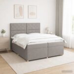 vidaXL Posteľ boxspring s matracom Sivohnedá 200 x 200 cm Látka – Obrázok 4