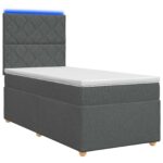 vidaXL LED boxspring posteľ s matracom Tmavosivá 90 x 190 cm Látka – Obrázok 2